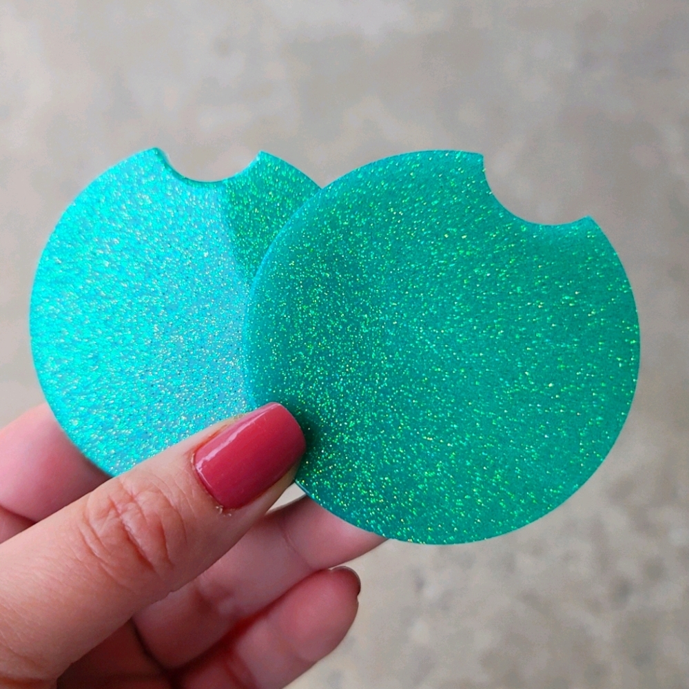 Resin glitter car coasters